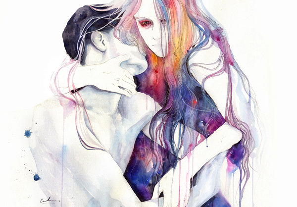 Colourful acrylic and watercolour portraits by Agnes Cecile - Bleaq